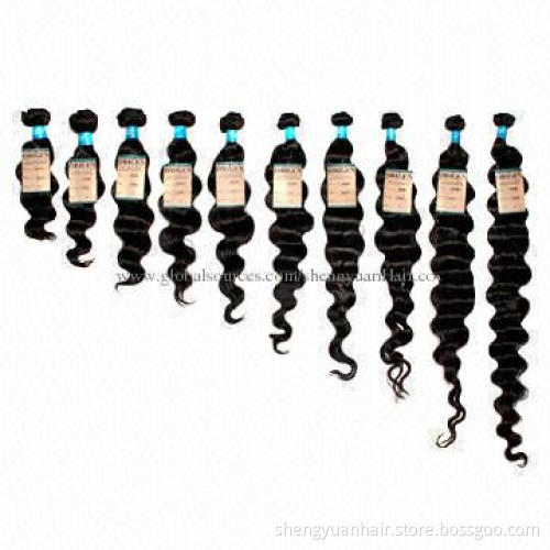 100% Virgin Brazilian Human Hair Weave, Unprocessed, 3-pack Bundle, Black Color